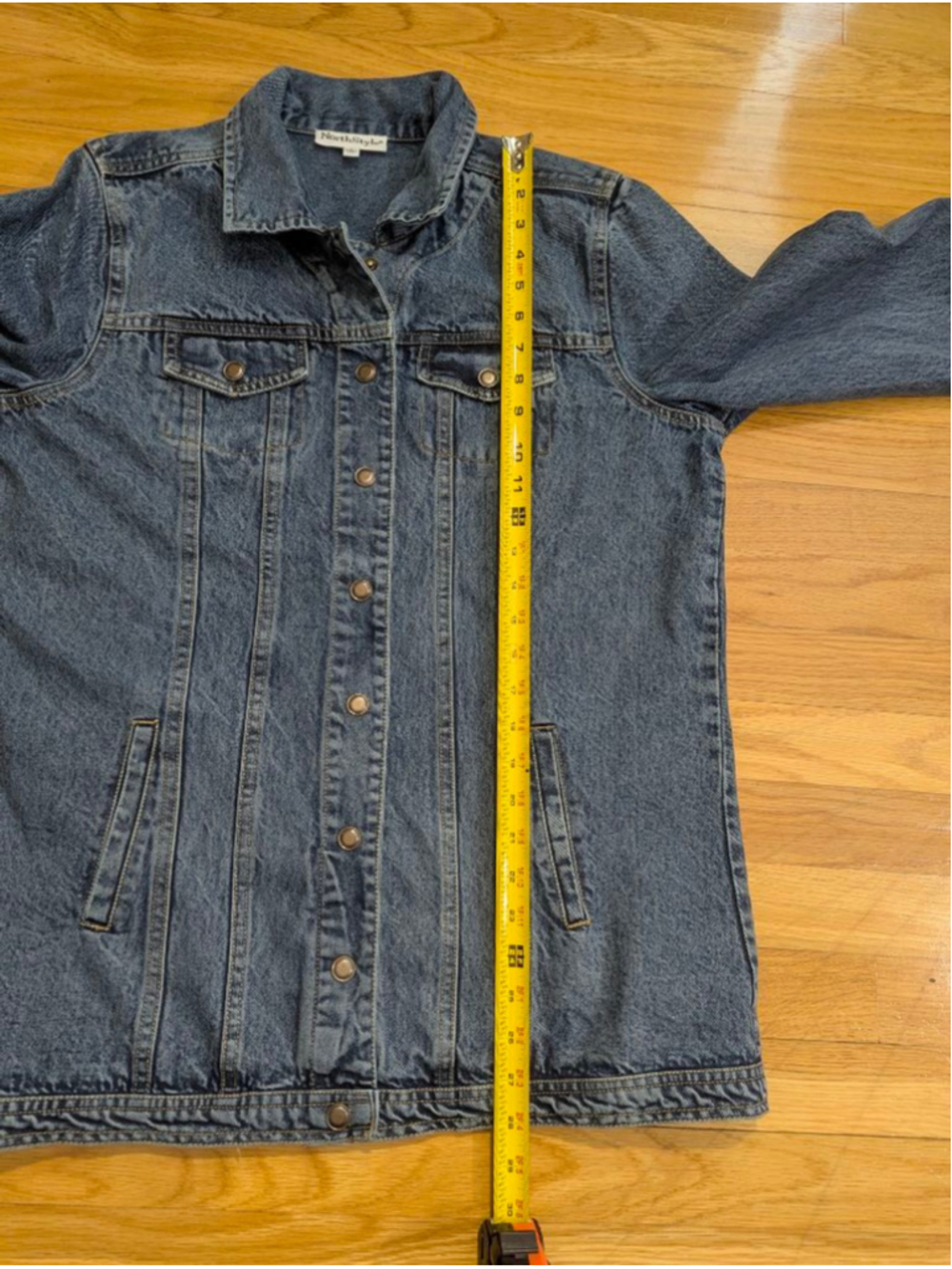 NorthStyle Denim Jean Jacket Longline Large Snap Front - Picture 10 of 12